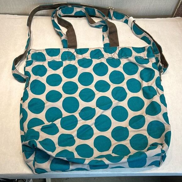 thirty-one Retro Metro Foldover Crossbody Shoulder Bag Purse Tote Teal Mod Dot - Picture 2 of 7